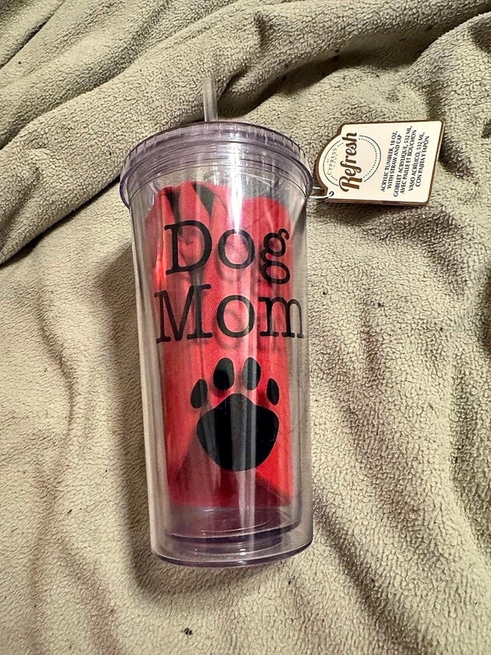 Cypress Dog Mom Tumbler Acrylic Tumbler Red NWT